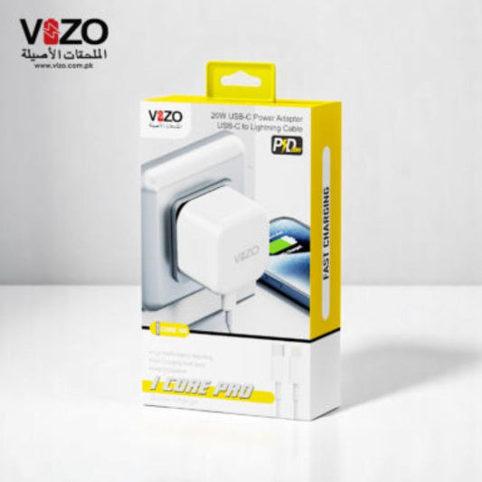 Vizo iCore Pro Premium 3-Pin iPhone Charger with Original Lightning Cable With Official Warranty