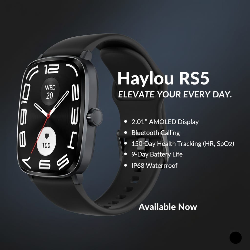 Haylou RS5 Smart Watch with Bluetooth Calling & 2.01 Amoled Display